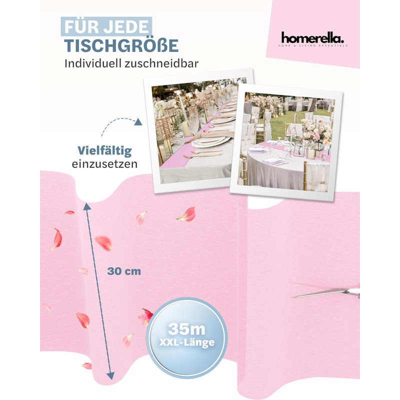 HOMERELLA® Table Runner Pink [30 cm x 35 m] -