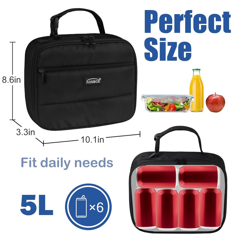 Aosbos Insulated Lunch Bag for Adults - Sleek Quilted Small