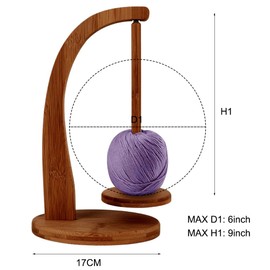 DASIAUTOEM Wool Unwinder, Rotating Magnetic Wool Ball Holder, Yarn Winder, Wool Unwinder Wooden Wool Holder, Wool Reel Rotating Yarn Roll Holder Winder for Crochet (Brown)