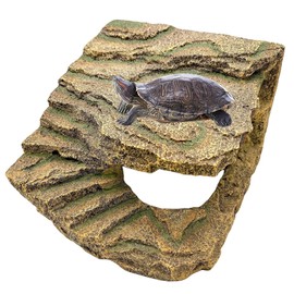 Tfwadmx Large Turtle Basking Platform, Bearded Dragon Hide, Reptile Cave Hideout with Basking Area, Turtle Tank Accessories for Lizards,Geckos,Tortoises,Frogs,Newts