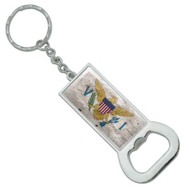 GRAPHICS & MORE Rustic Distressed Virgin Islands Flag Keychain Rectangle Chrome Plated Metal Bottle Cap Opener