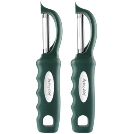 Spring Chef Premium Purple Swivel Vegetable Peeler Set of 2, Stainless Steel Potato Peeler for Kitchen with Soft Grip Handle, Food Peeler With Sharp Blades for Fruit, Carrot, Mango, Apple - Pine Green