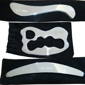 GYX COELE Stainless Steel Gua Sha set Scraping Massage Tool,IASTM Tools, Great Soft Tissue Physical Therapy Used for Legs, Back, Arms,Neck reduce soreness(3 set)