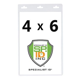 Bulk 100 Pack - Large 4X6 Clear Vertical Vinyl Badge Holder - Perfect Fit for 4" X 6" Credentials and Tickets - by Specialist ID