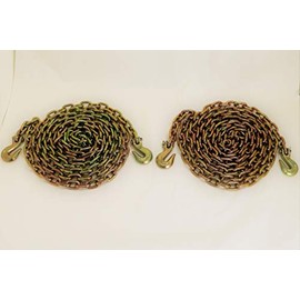 (2) 3/8" x 20' G70 Chains Tow Chain Binder Tie Down Flatbed Truck Trailer Chain| For Towing, Hauling and Cargo Control