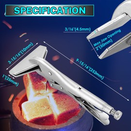 NATGAI 1 Pack 10 Inch Locking Sheet Metal Clamp, Welding Pliers with Adjustable Opening, Nickel Plated Carbon Steel Duckbill Locking Plier for Metalworking, Sheet Metal Bending and Clamping (1 Pack)