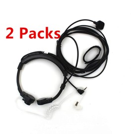 2Pack Throat Mic Covert Acoustic Tube Earpiece Headset with Finger PTT Compatible For Motorola Radio T100 T107 T100TP T200TP T260 T260TP T280 T460C T465 T600 T605 T800 T5428 T6200 Two Way Radio