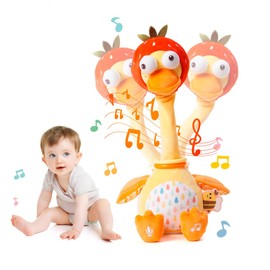 Jollybaby Plush Talking Singing Dancing Musical Duck Toy for Toddlers 1-3 Just Like Cactus Toy, Music Mimicking Interactive Toy for Crawling Kids, Sensory Stuffed Toy Gift for Baby 0-6-12 Month