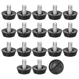sourcing map Adjustable Furniture Levelers, 18Pcs M6x13x20mm Furniture Leveling Leg Screw in Threaded Furniture Glide Leveling for Table, Chair, Furniture Legs, Black