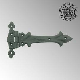 Renovators Supply Manufacturing Bisagra de correa de hierro forjado negro de 7 pulgadas estilo encanto sureño punta de lanza montaje empotrado resistente puerta y bisagras de puerta con herrajes