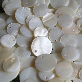100Pcs White Natural Mother of Pearl DIY Shell Round Beads with Hole (10mm)