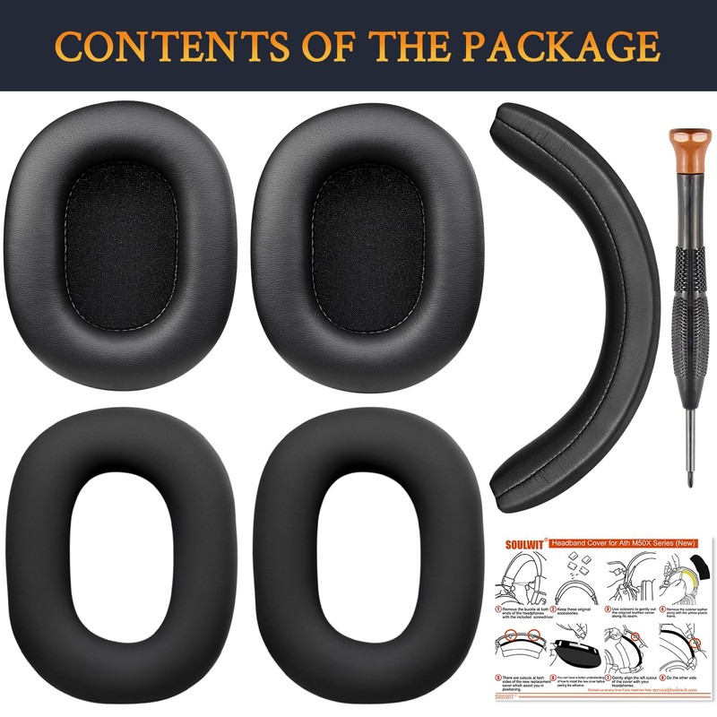 SOULWIT Ear Pads Cushions + Headband + Silicone Earpads Cover
