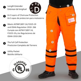 ZELARMAN Chainsaw Chaps, 8 Layer Protective Apron Wrap with Adjustable Belt & Gear Pocket, Chainsaw Pants for Loggers Forest Workers Class D (Medium)