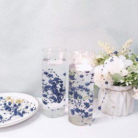 50Pcs Floating-Look Pearl Strings for Floating Candles, Faux Pearls for Vase Filler, Centerpiece Table Decorations for Wedding, Party, Event