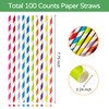 PakTalk [100 Pack] Orange Straws, Disposable Orange and White Paper
