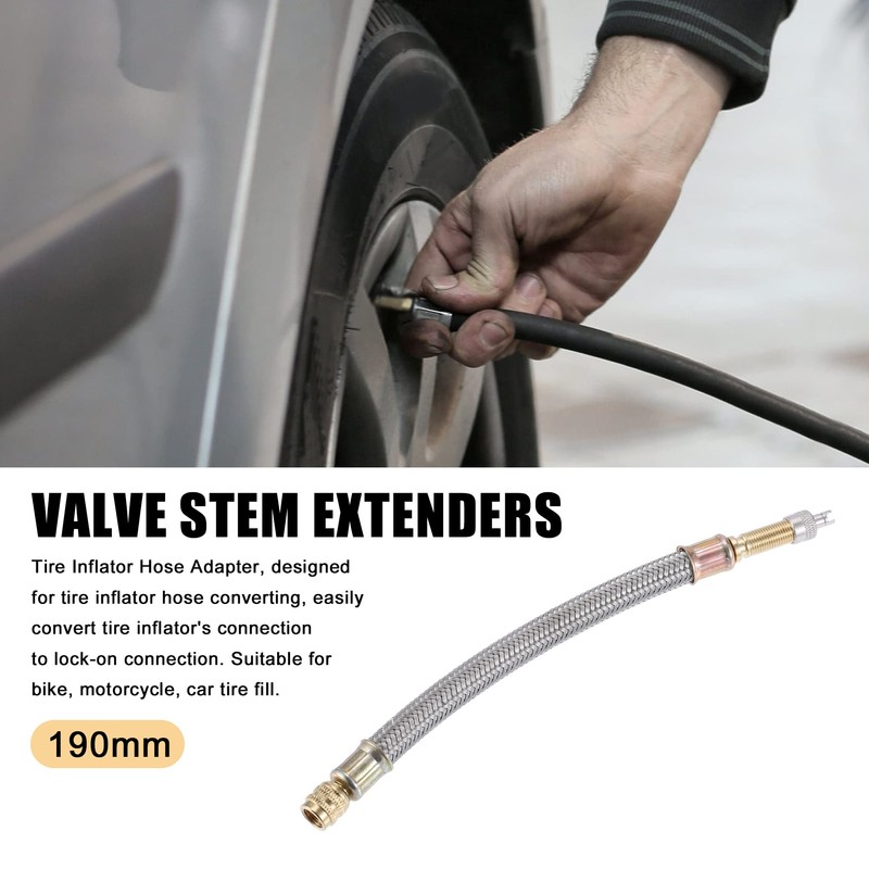 X AUTOHAUX 190mm 7.48'' Car Tire Valve Stem Extension Inflator