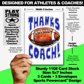 1-Pack Thanks YOUTH FOOTBALL Thanks Coach You're Awesome 1-Pack (5x7) Greeting Thank You Cards Set Perfect for Youth Sports Football Players, Teams, Coaches, Family and Fans - Your Coaches Will Love