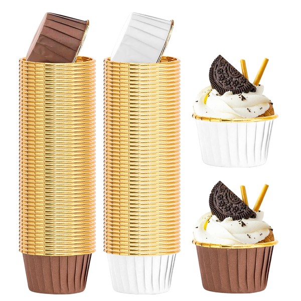Disposable Baking Cups,100 Piece Muffin Molds Paper,Aluminum Foil Cupcake Muffin