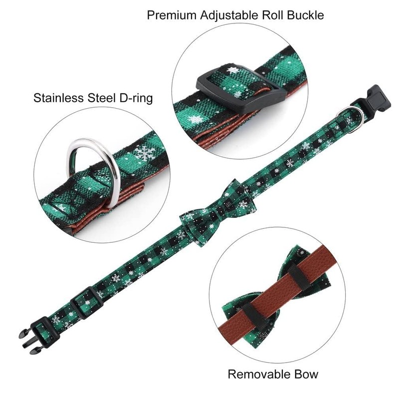 Asvin Christmas Dog Collar, with Bow tie Collar, Soft, Comfortable