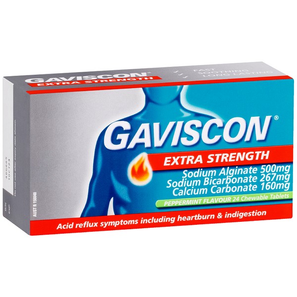 Gaviscon Extra Strength Chewable Tablets 24 - Peppermint - Expiry 11/24