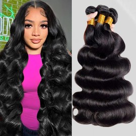 Body Wave Bundles Human Hair 16 18 20 Inch 12A 100% Brazilian Human Hair Bundles Black 3 Bundles