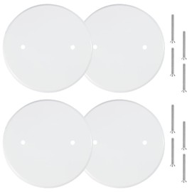 8 Packs 5 Inch Ceiling Cover Plate Metal Flat Round Electrical Cover Blank Circle Wall Plate with Screws Ceiling Fan Switch Cap Cover, Holes Are Spaced 3.5 Inches, White (For 4 inch Electrical Box)