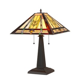 Chloe Lighting CH35550MM16-TL2 Nathan, Tiffany-Style 2 Light Mission Table Lamp, 15.9" x 15.9" x 22.53", Multi
