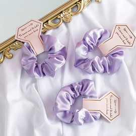 SHIDOW Bachelorette Party Hair Ties, Brideanaid Scrunchies, Bridesmaid Scrunchies Hair Ties, Bachelorette Party Favors Bridesmaid Gift, for Bridal Wedding Party (1Pcs White 11PcsPurple)
