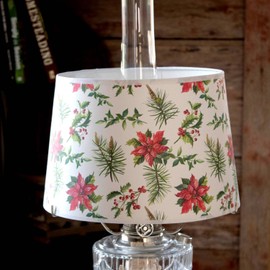 Aladdin Parchment Oil Lamp Shade, 12 inch Base Fitter. Holly Jolly Design
