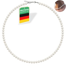 Netrox® Modern Pearl Necklace 6 mm for Men and Women, High-Quality Pearl Chain Workmanship, Adjustable Chain with Pearls, White Choker Glass Pearl Necklaces for Any Style Men and Women, Imiation beads