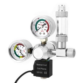 QWORK® Aquarium CO2 Pressure Reducer Dual Gauge Display with Bubble Counter and Check Valve System (W21.8 Interface)
