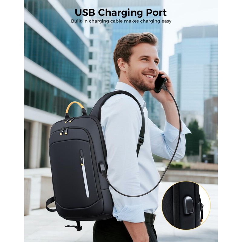 Lekespring Slim Laptop Backpack for Men, 15.6 Inch Expandable Business