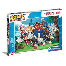 Clementoni 27159 Sonic Supercolor Sonic-104 Pieces-Jigsaw Puzzle for Kids Age 6-Made in Italy, Multi-Coloured