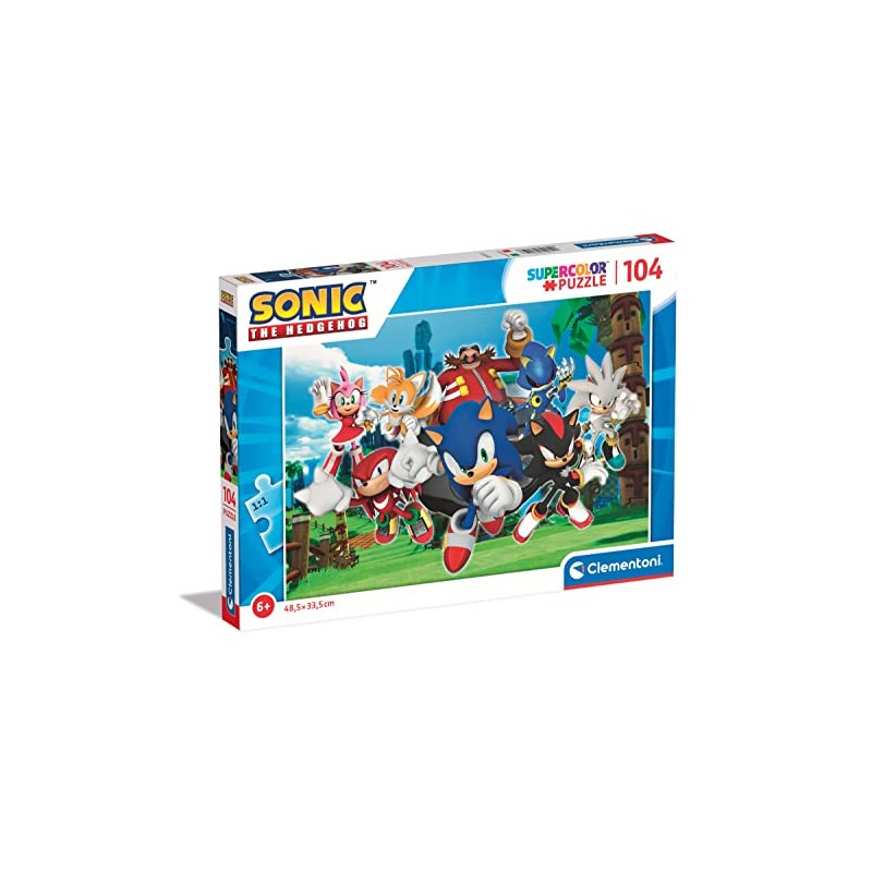 Clementoni 27159 Sonic Supercolor Sonic-104 Pieces-Jigsaw Puzzle for Kids Age