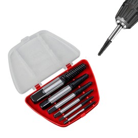 Premium Screw Extractor Set - 6-Piece SAE Sizes, 35 CrMo Steel, 55-65 HRC Hardness, Left-Hand Spiral Design for Easy Removal of Damaged Screws