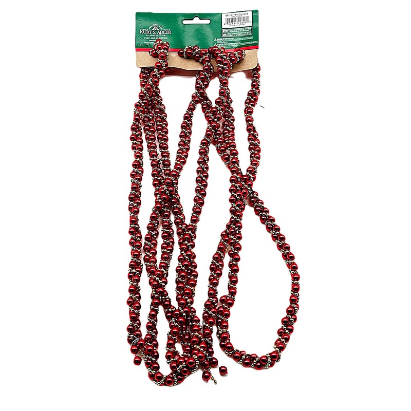 Kurt Adler 9-Foot Red and Gold Bead Twisted Garland