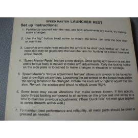 Bear Archery Bow Hunting Kinetronic Speed Master Launcher Arrow Rest RH or LH