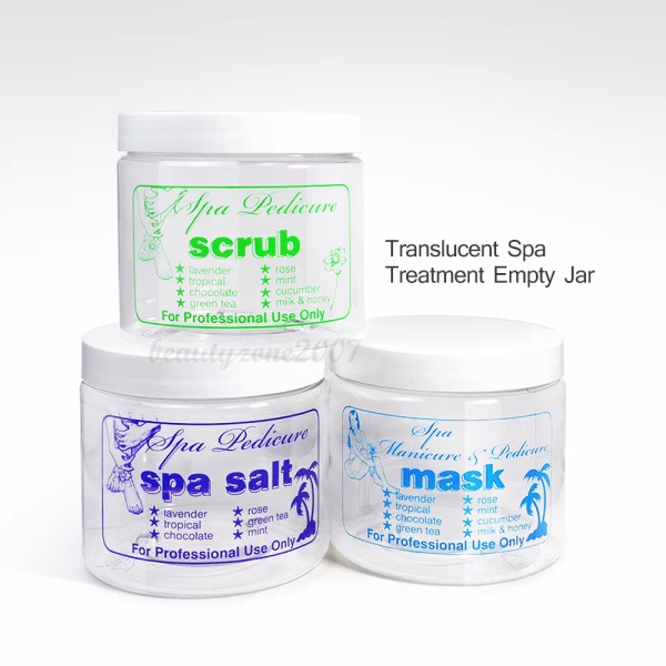 Unbranded Translucent Spa Treatment Empty Jar x 3CT (Salt, Mask,