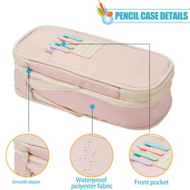 Large Capacity Pencil Case - Aesthetic Pencil Cases for Kids Adult, Pencil Pouch Box with Zipper Compartments, Canvas Pen Pencil Organizer for Stationery Supplies School Office Art Blue