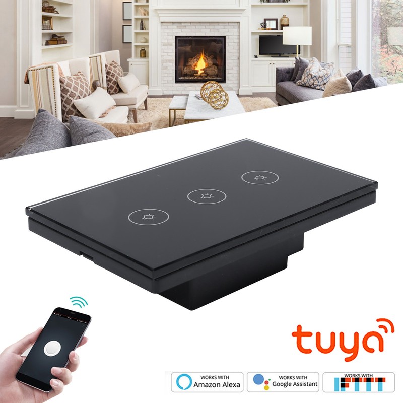 3 Gang Smart WiFi Light Switch Panel Touchable Wireless APP