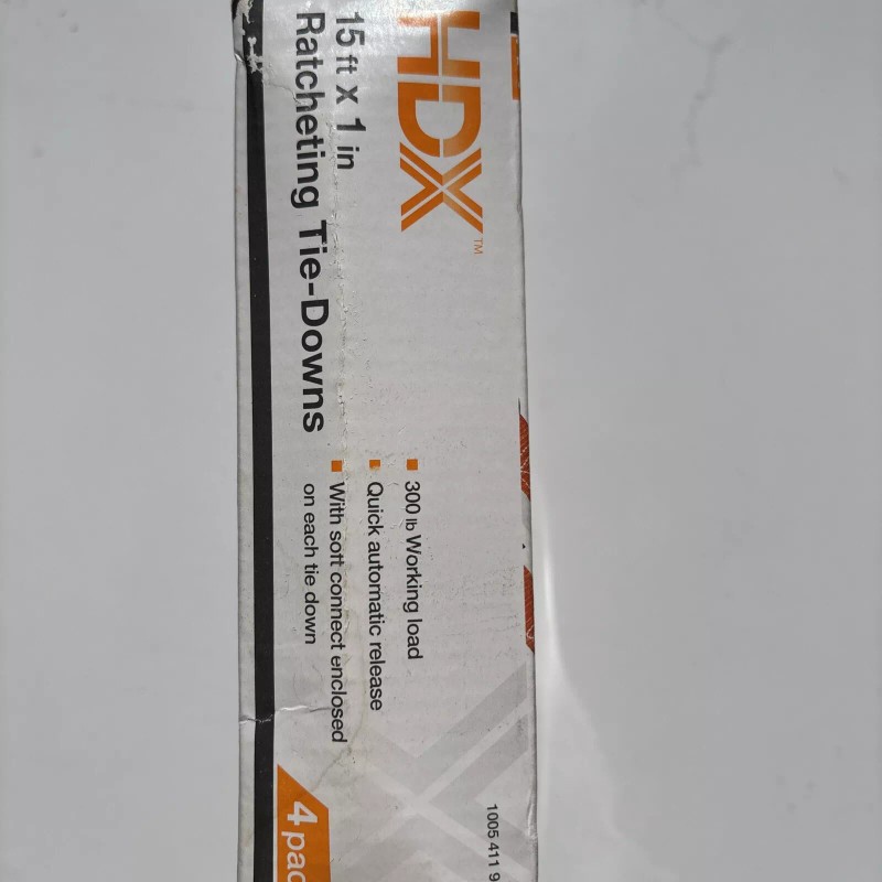 HDX 4-pack, 15 ft x 1in Ratcheting Tie-Downs, Brand New