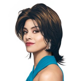 Maxwigs Aubrey Color F1B/30-12" Shoulder Length Wavy Full Volume Fusion Heat Friendly Synthetic Fiber Foxy Womens Lightweight Lace Front Bundle Hairloss Booklet