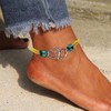 RIJXU 2PCS Beaded Anklets for Women with Silver Double Heart