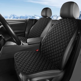 IIOHOII Premium Car Seat Covers for Front Seats, [2-Pack] Plush Soft & Cooling Seat Protector Pads Full Set, Breathable Mesh, Non-Slip Auto Seat Mat for Sweat, Wear Protection (Black)