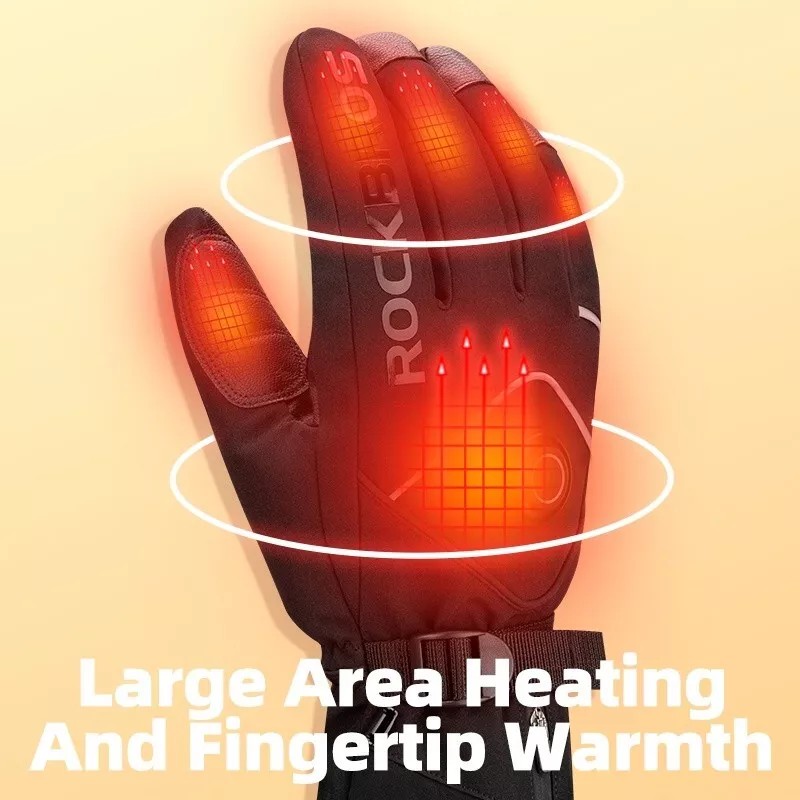 ROCKBROS Heated Gloves Electric Rechargeable Battery Thermal Mittens Gloves Men