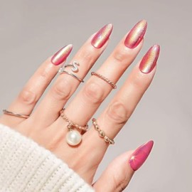CloudTrip 30 Uñas Postizas Almendradas a Presión - Uñas de Gel Almendradas Suaves y Naturales de Ajuste Perfecto, 15 Tamaños, Kit de Uñas Postizas Reu