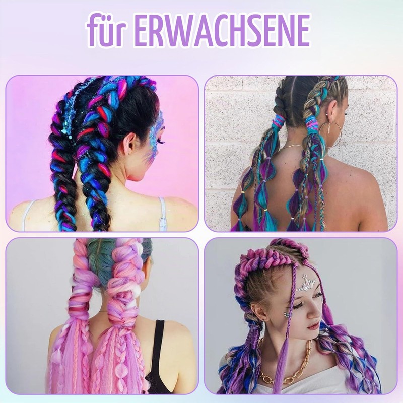 Pack of 2 Colourful Braiding Hair Strands for Kids Girls
