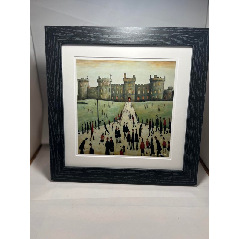Greetingles Lowry-Style 12"/31cm Square Framed Print. Beautiful Black Ash Frame