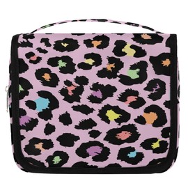 Animal Skin Purple Travel Toiletry Bag with Hanging Hook, Waterproof Toiletries Travel Bag for Women Girls, Portable Make Up Bag Organizer, Hanging Travel Case Cosmetics Bag for Bathroom Travel