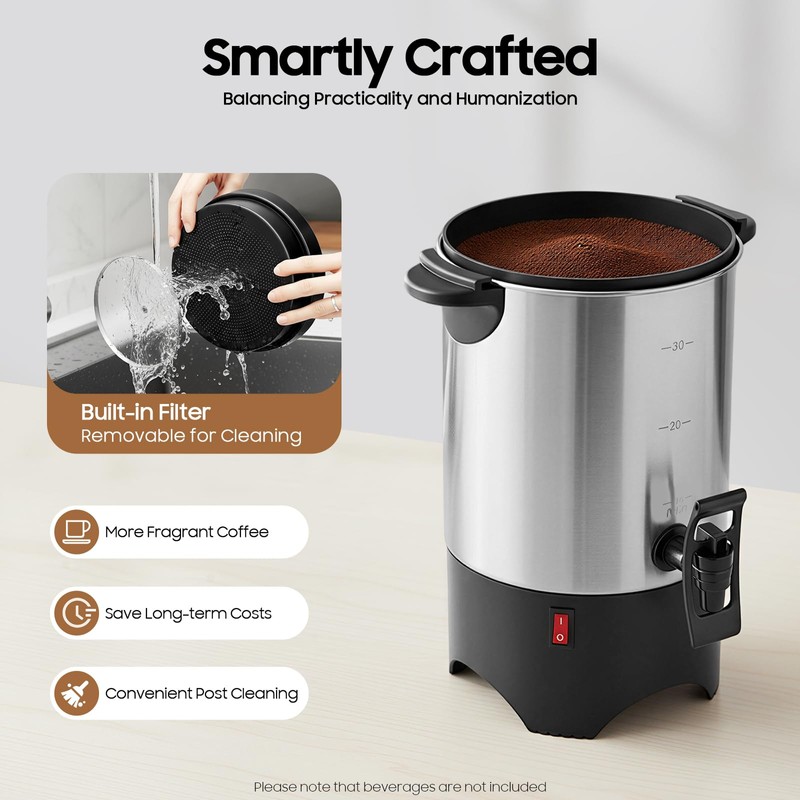 DDBESSIC Coffee Urn 30 Cup, 5.2L/175Oz Commercial Coffee Urns, Stainless